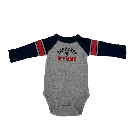 Carter’s Gray Blue “Property Of Mommy” Long Sleeve Onesie Size 3 Months - Picture 1 of 5